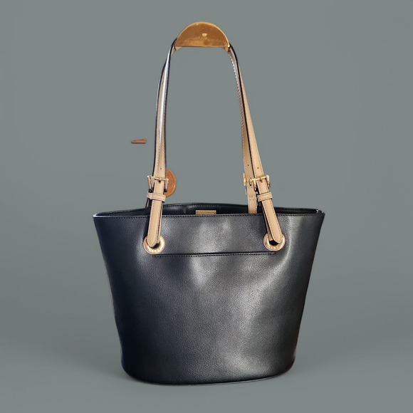 Vintage Michael Kors Jet Set Black Leather Shoulder Tote HandBag - Picture 2 of 8